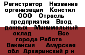 Регистратор › Название организации ­ Констил, ООО › Отрасль предприятия ­ Ввод данных › Минимальный оклад ­ 22 000 - Все города Работа » Вакансии   . Амурская обл.,Архаринский р-н